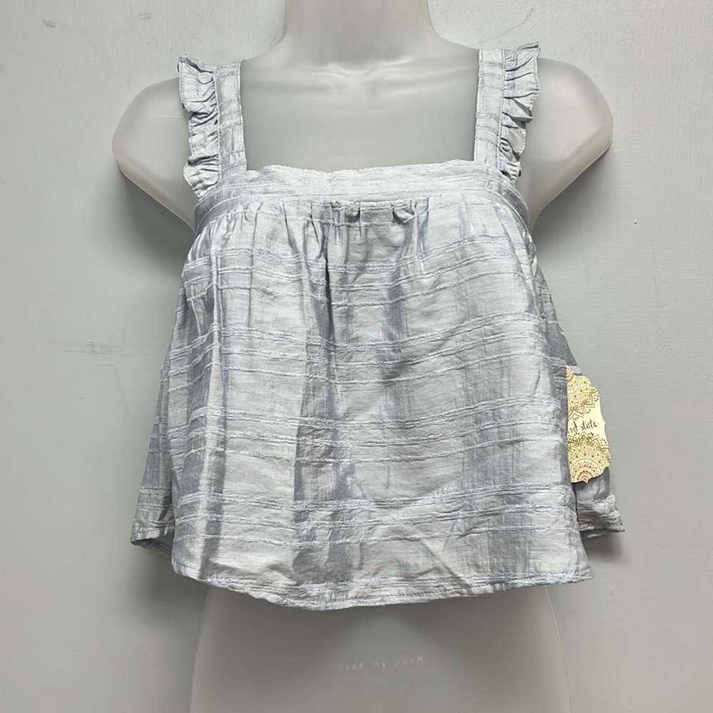 NWT Anthropologie Altar’d State Baby Blue Ruffled Crop Top